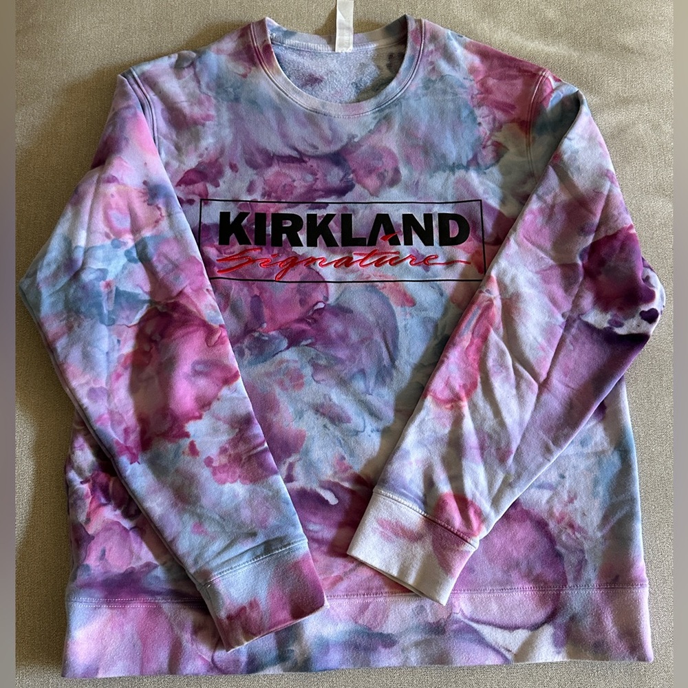 Kirkland Signature Multicolor Tie-Dye Long Sleeve Crewneck Sweater